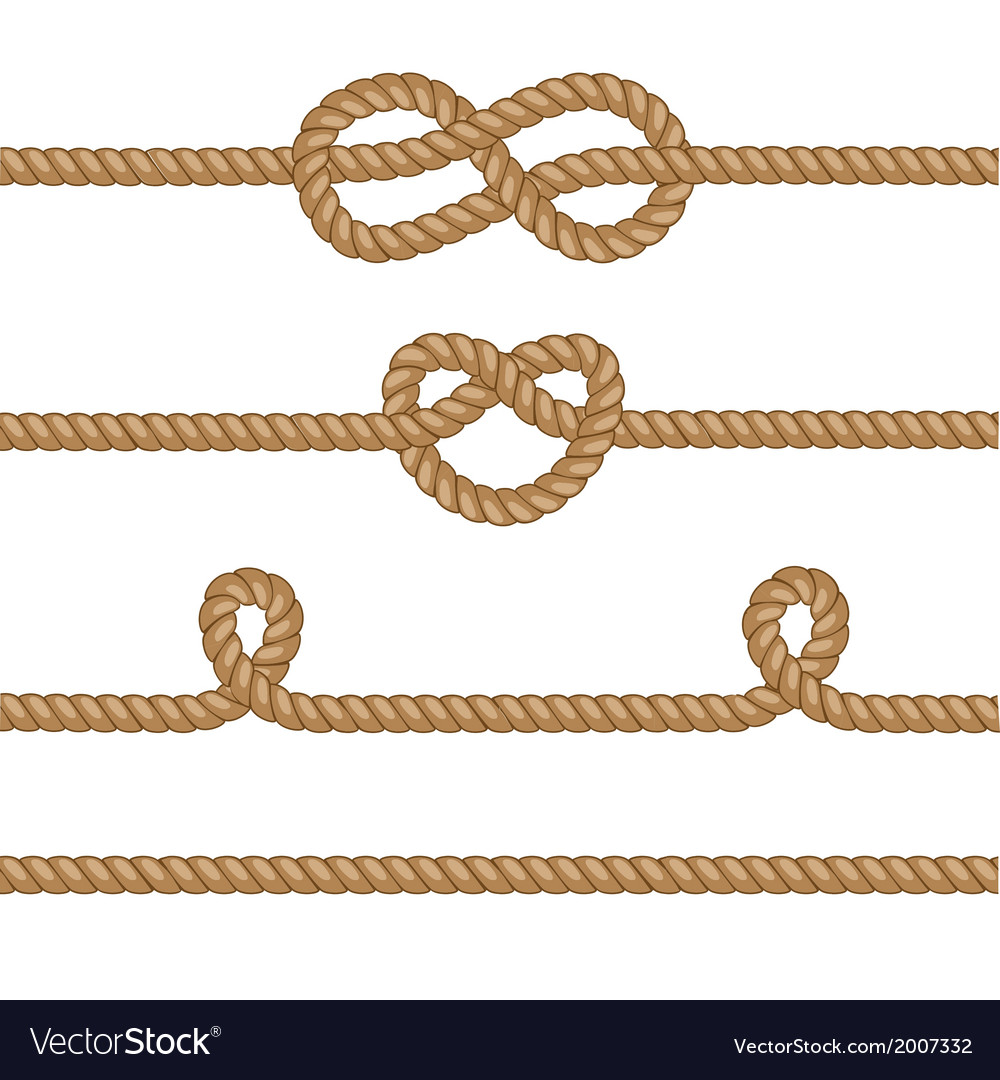 Set ropes with knots Royalty Free Vector Image