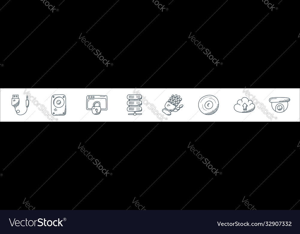 Technology line icons linear set quality