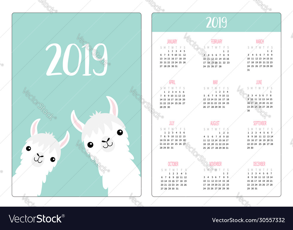 Two llama alpaca face neck framily set simple Vector Image