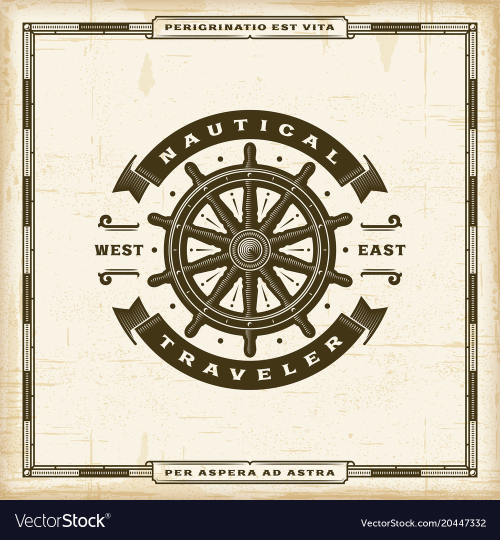 Vintage nautical traveler label Royalty Free Vector Image