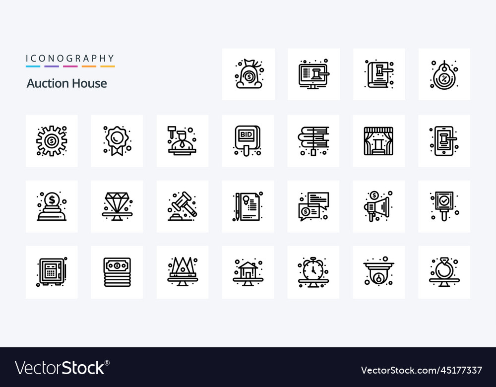 25 auction line icon pack