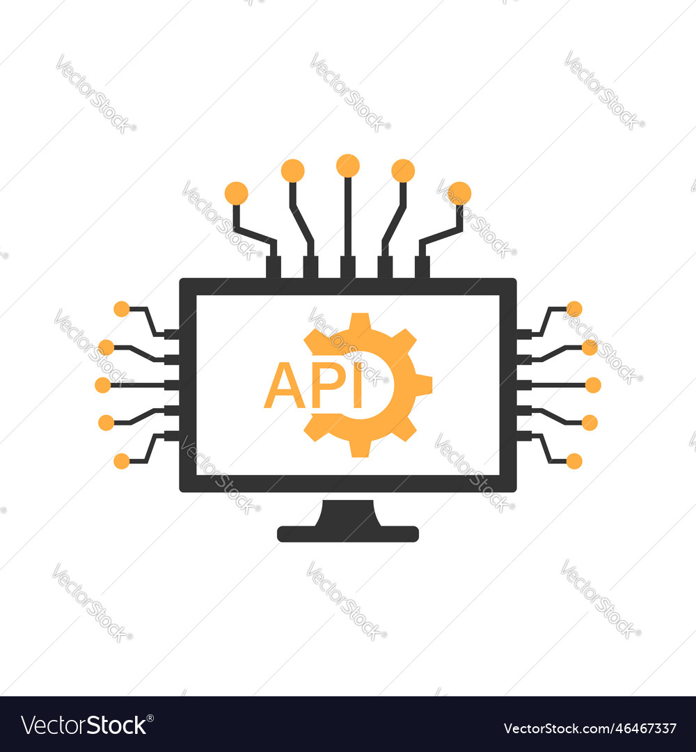 Api icon in flat style software integration vector image Api icon in flat style software integration