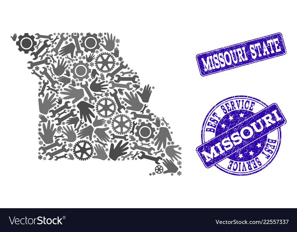 Best Service Composition Of Map Missouri State Vector Image