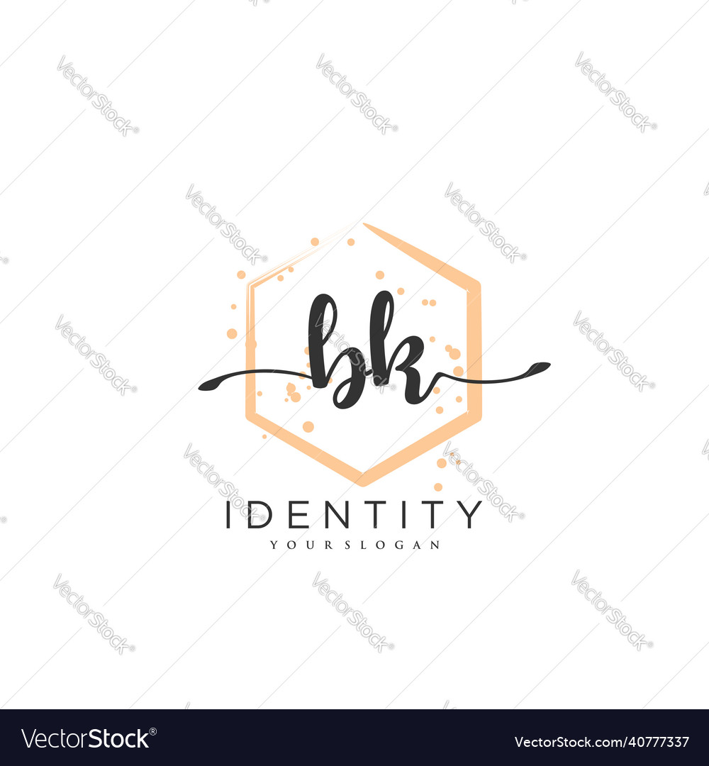 Bk handwriting logo of initial signature wedding