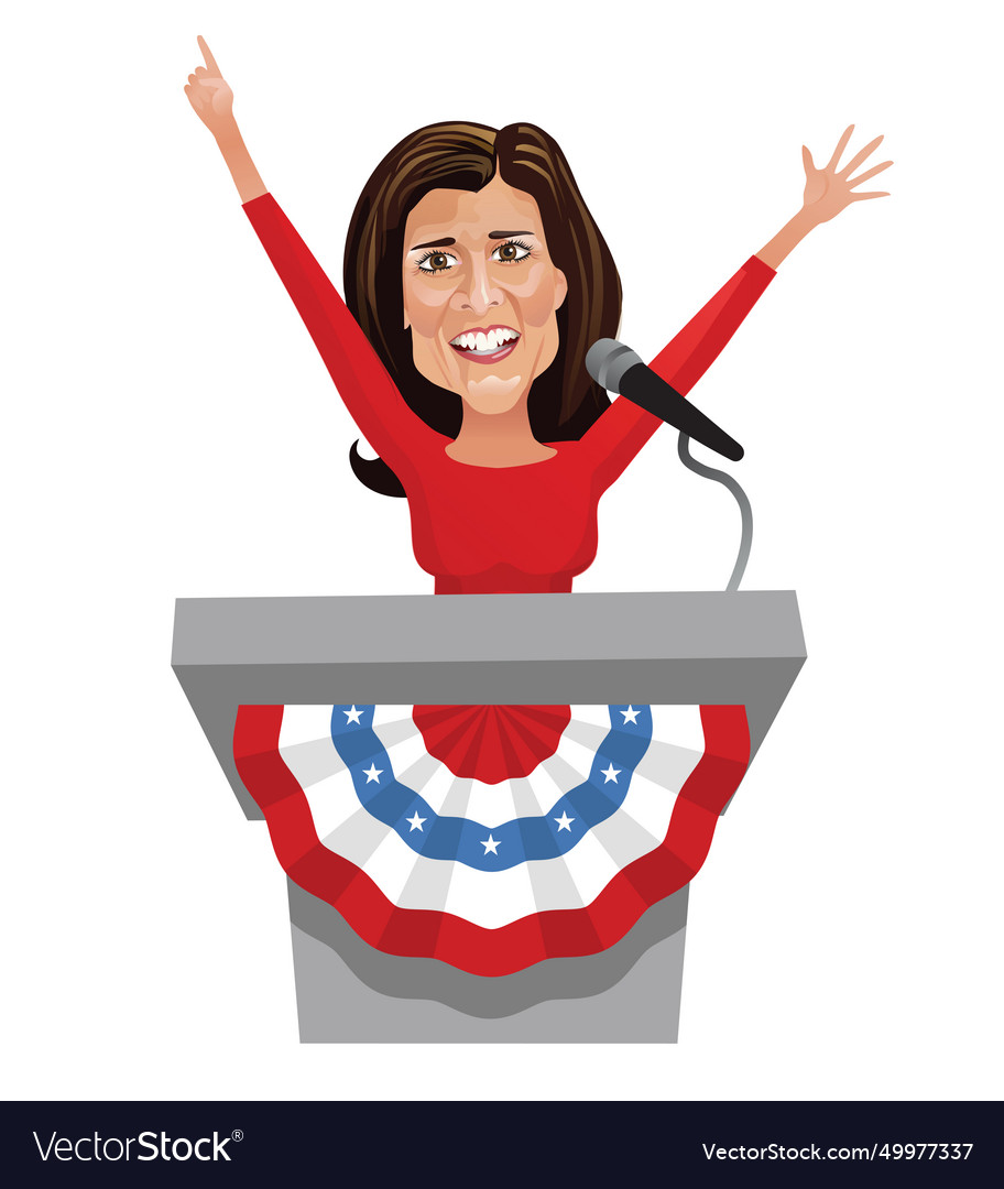 Cartoon caricature of nikki haley Royalty Free Vector Image