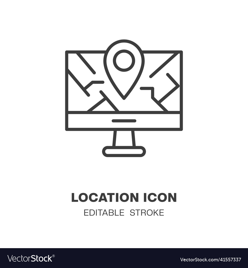 City map on computer location icon navigation