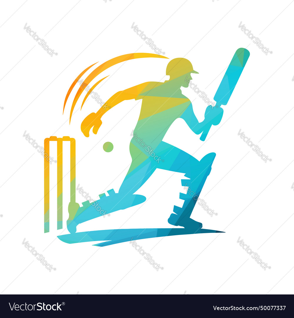 Cricket player logo design Royalty Free Vector Image