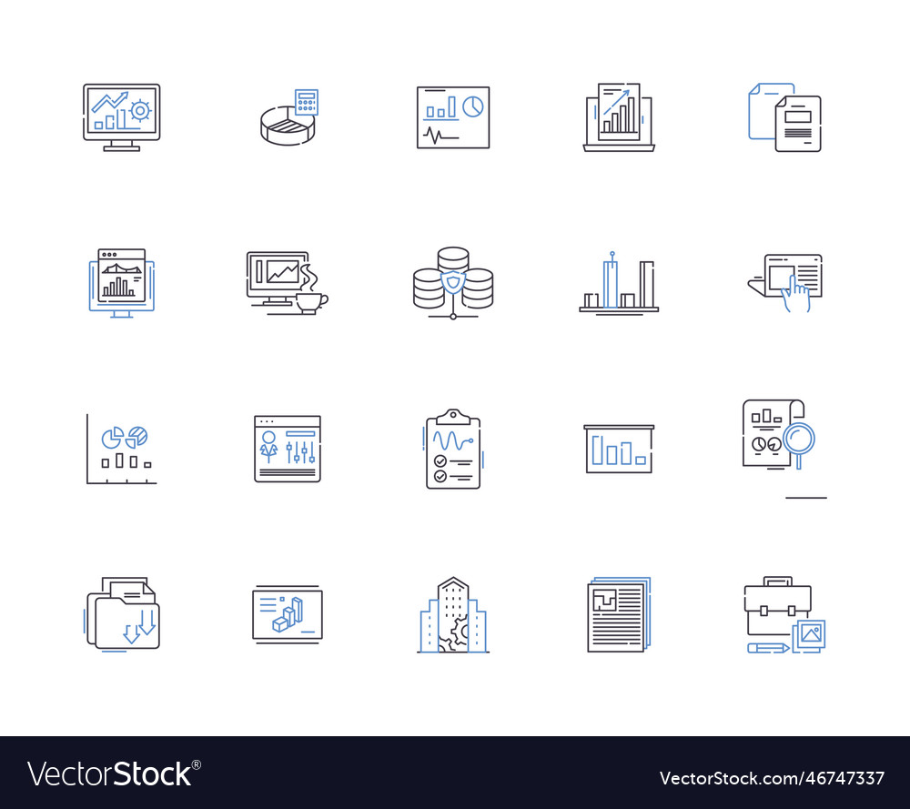 Database outline icons collection dbms vector image Database outline icons collection dbms