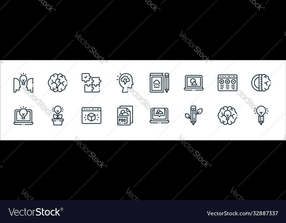 Design thinking line icons linear set quality vector image Design thinking line icons linear set quality