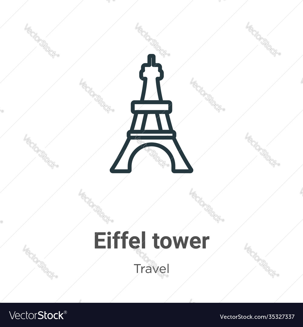 Eiffel tower outline icon thin line black