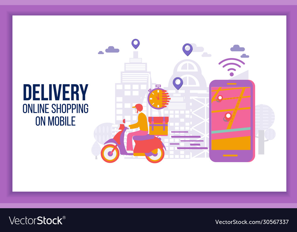 Fast delivery scooter on mobiledelivery man