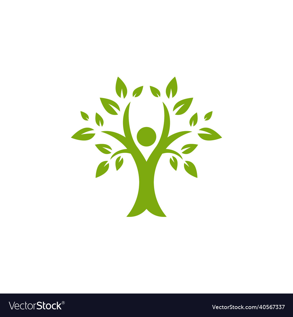 Green man silhouette with leaves human tree Vector Image