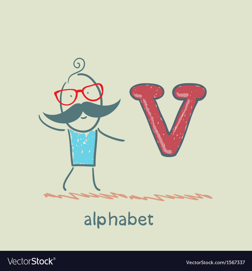 Man standing with a letter of the alphabet