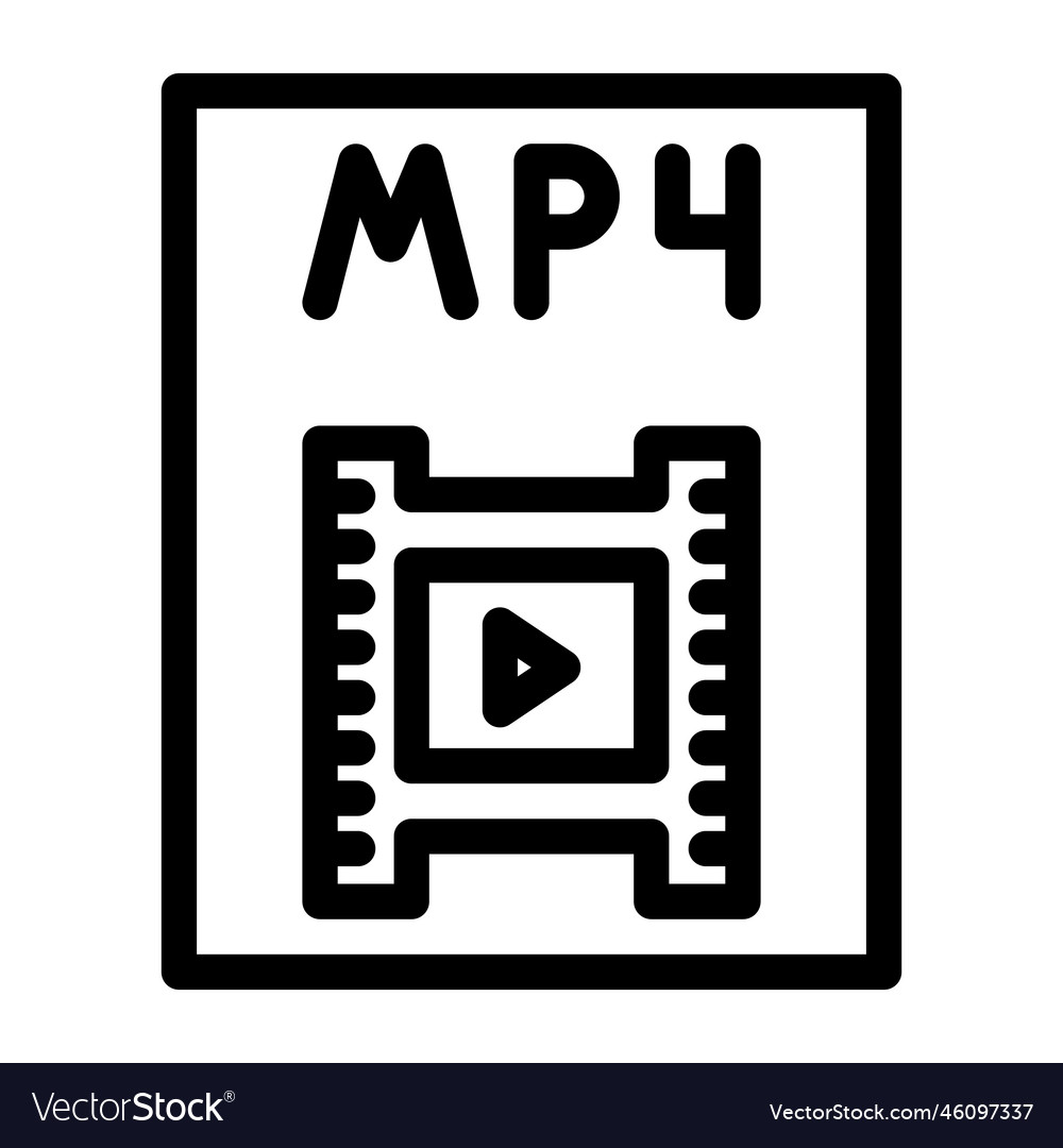 Mp4 file format document line icon