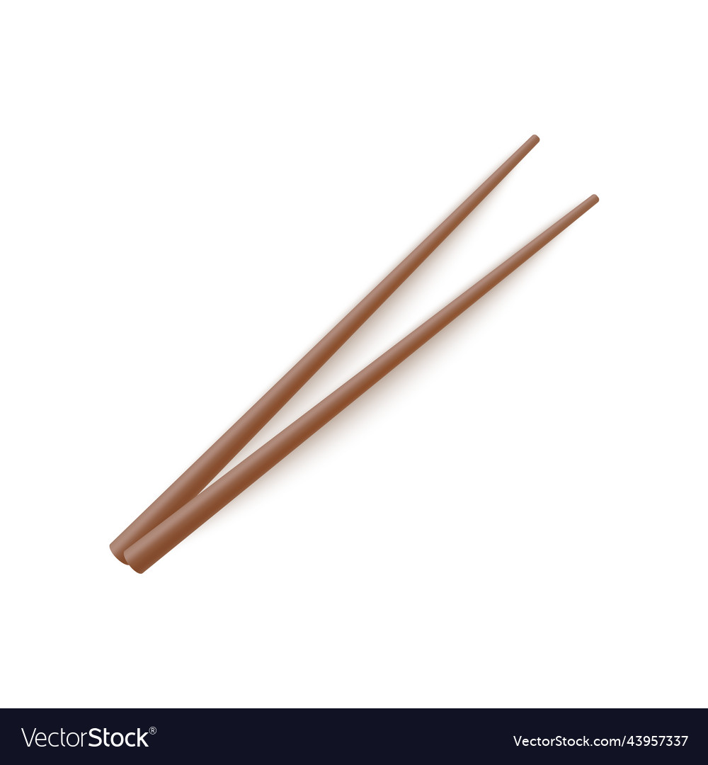 Realistic brown bamboo pair of chopsticks Vector Image