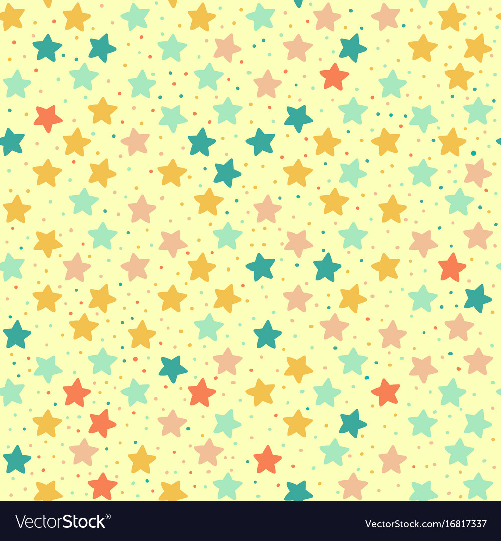 Seamless retro pattern of colored stars Royalty Free Vector