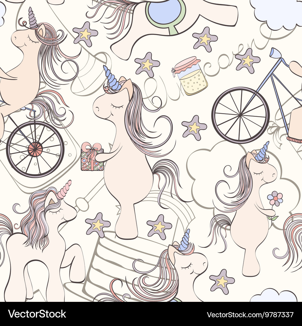 Seamless unicorn pattern Royalty Free Vector Image