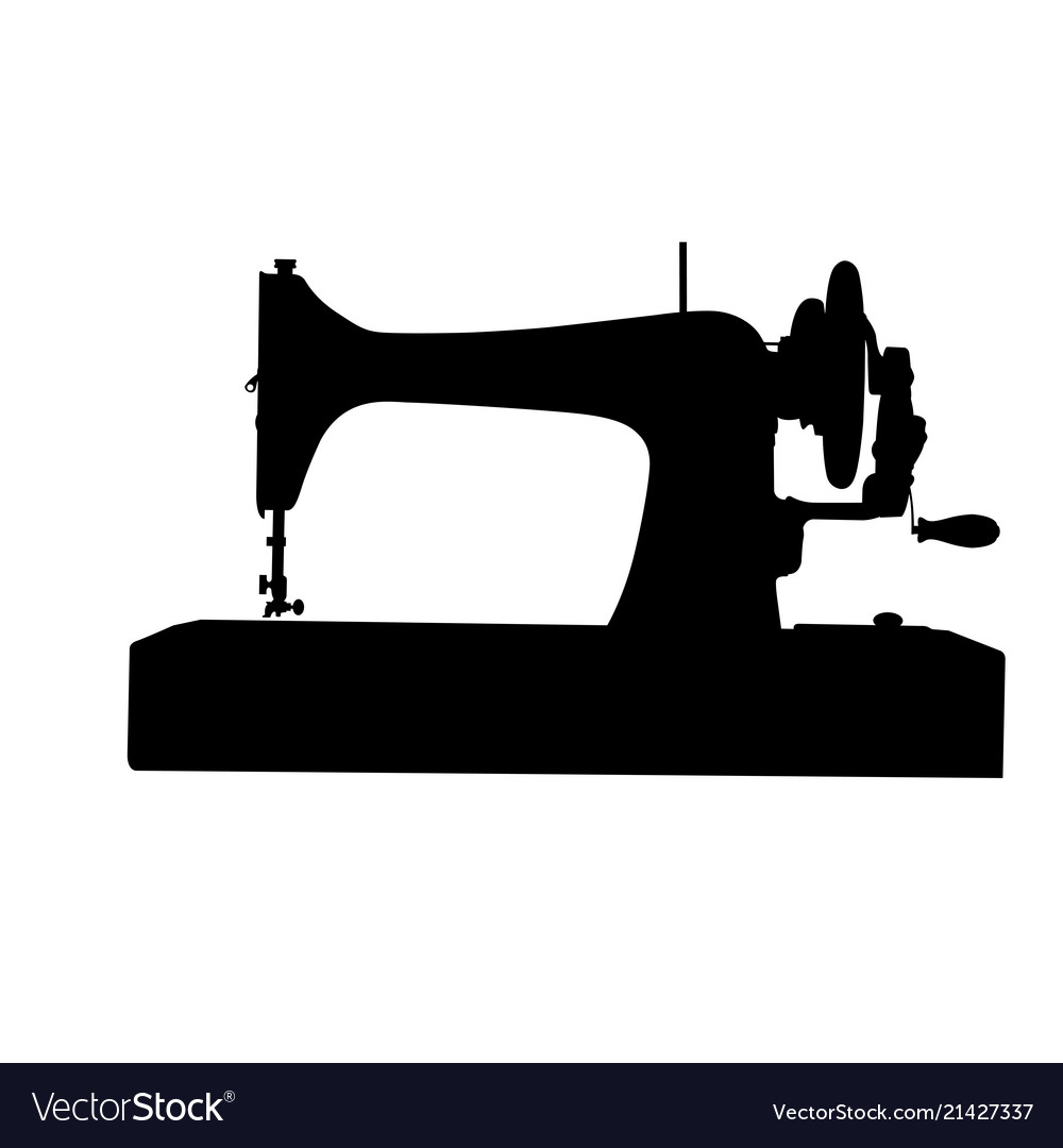 Silhouette of retro sewing machine tool tailor