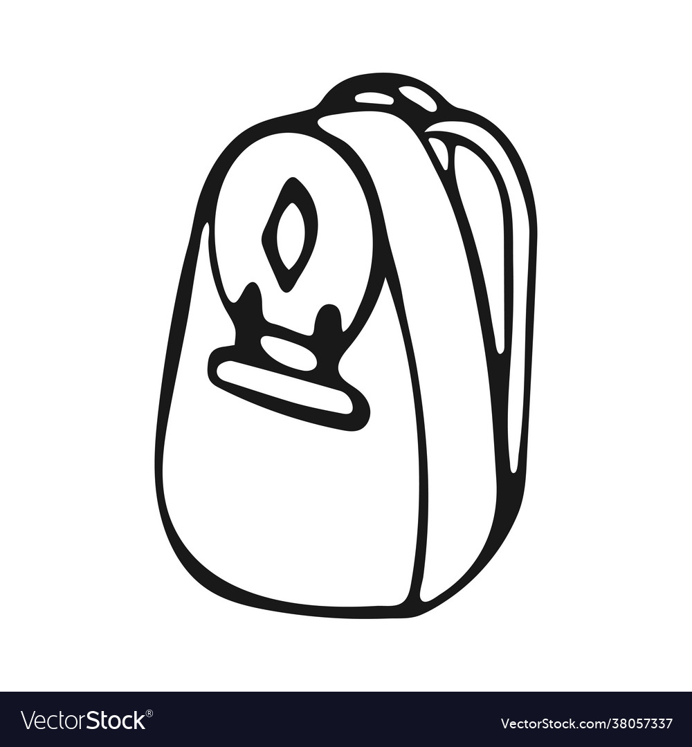 Single hand-drawn backpack isolated on white