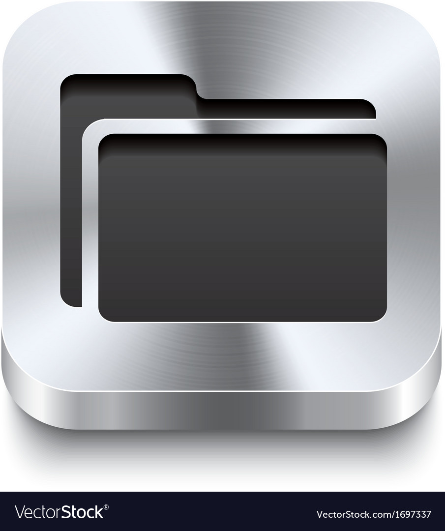 Square metal button perspektive - folder icon