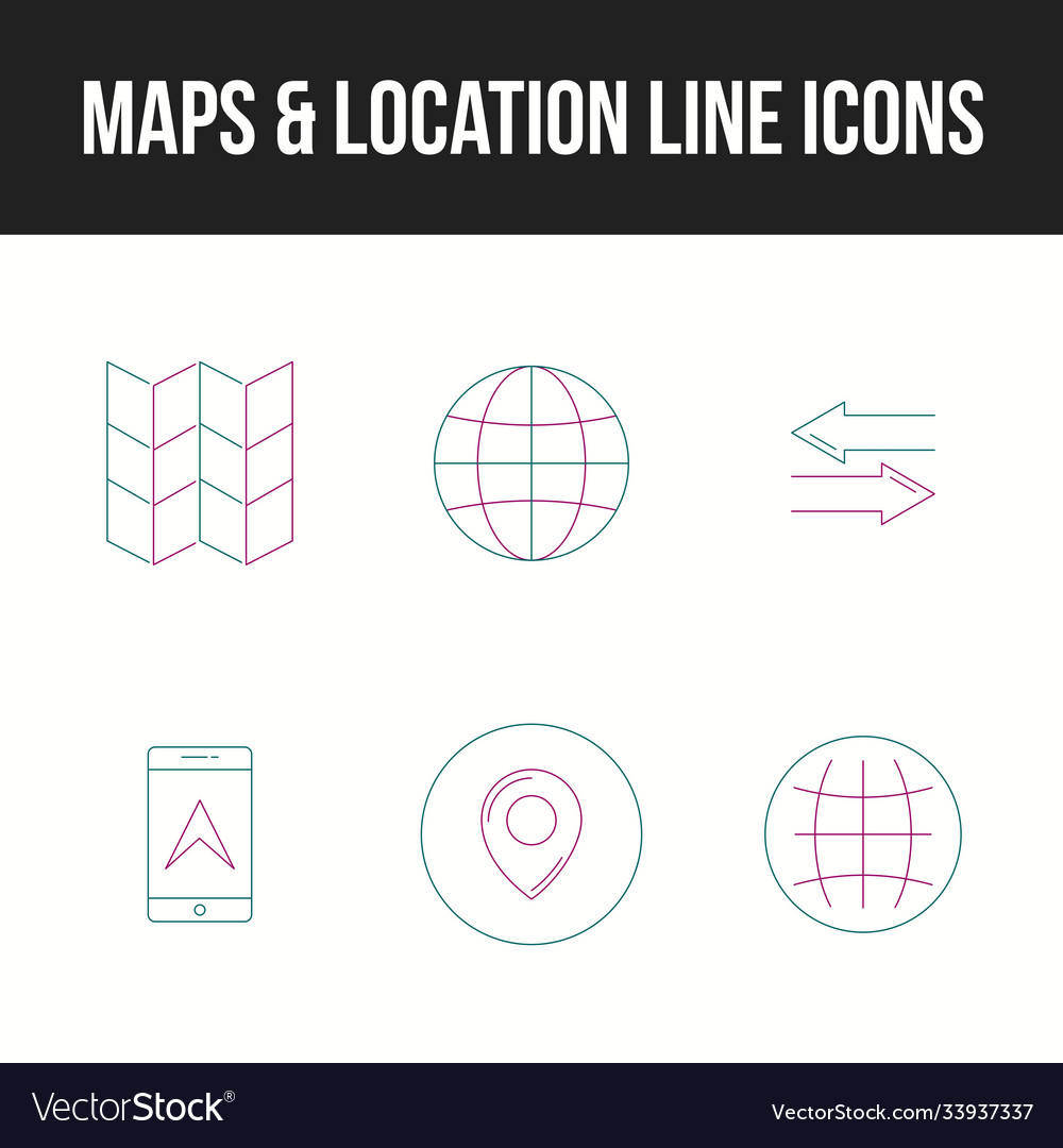Unique set maps location 6 line icons