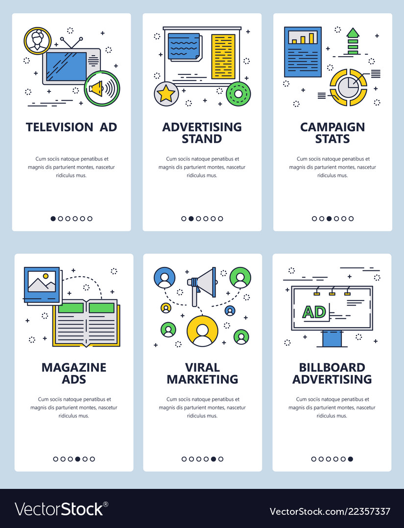 Web site linear art onboarding screens vector image Web site linear art onboarding screens
