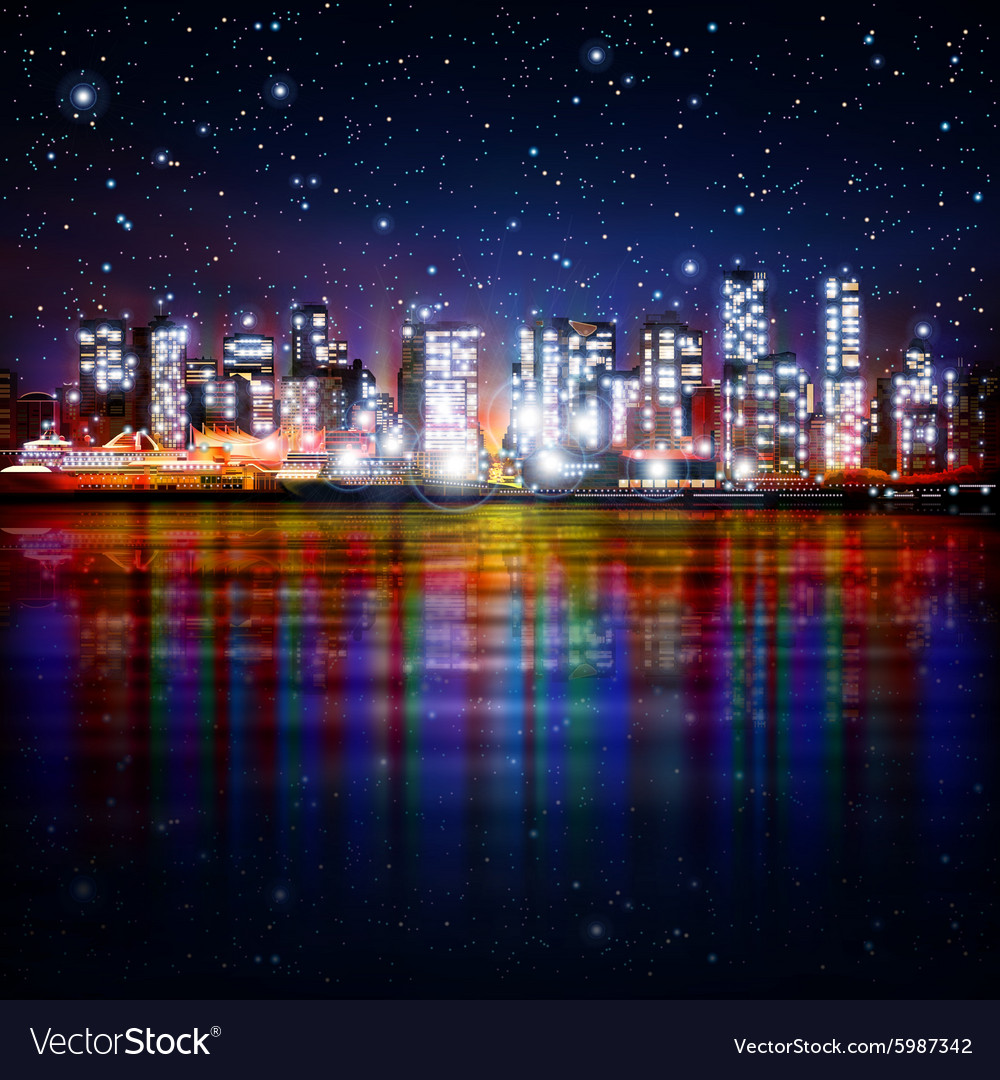 Abstract background with panorama of illuminated
