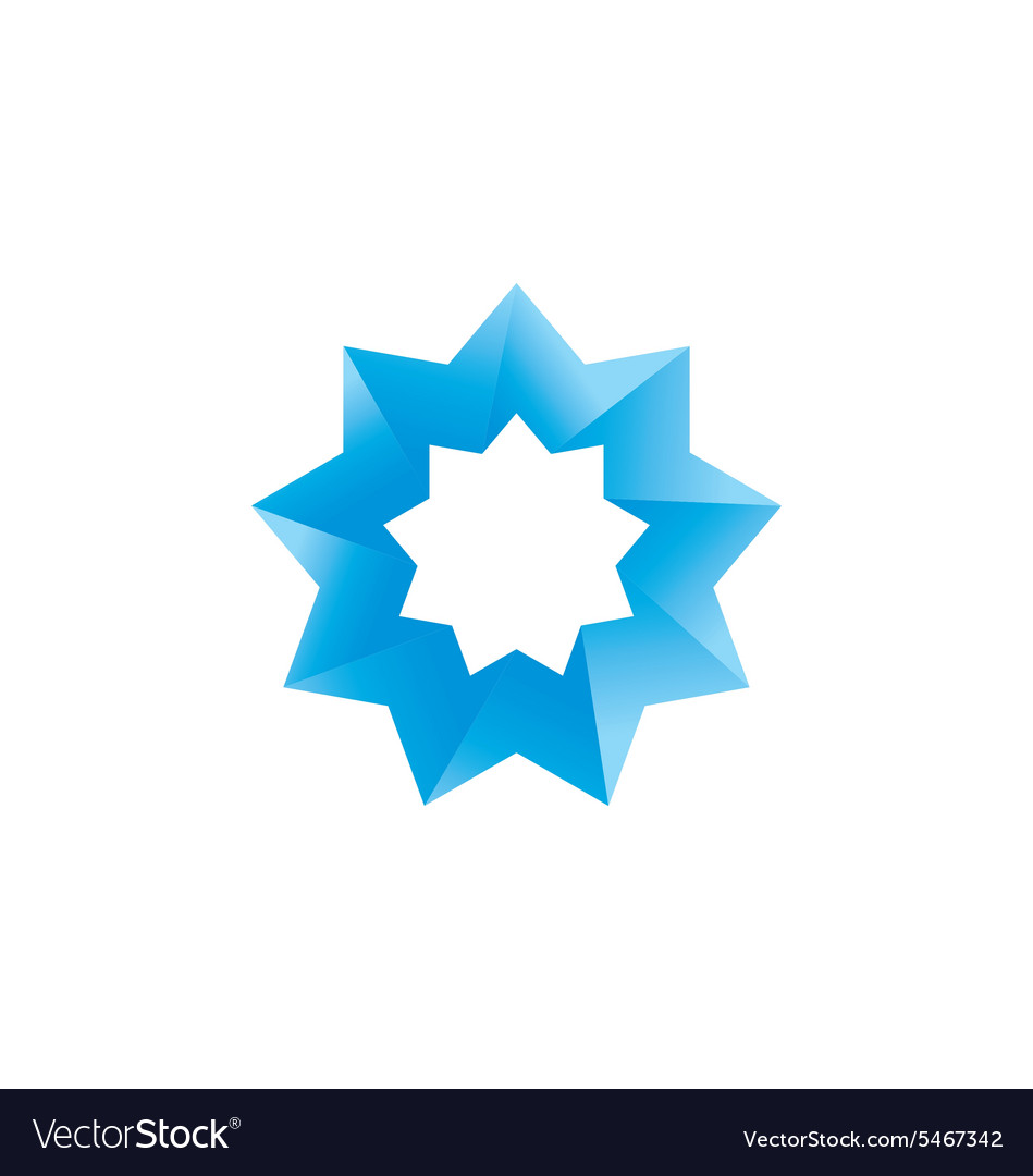 Abstract blue star 3d logo