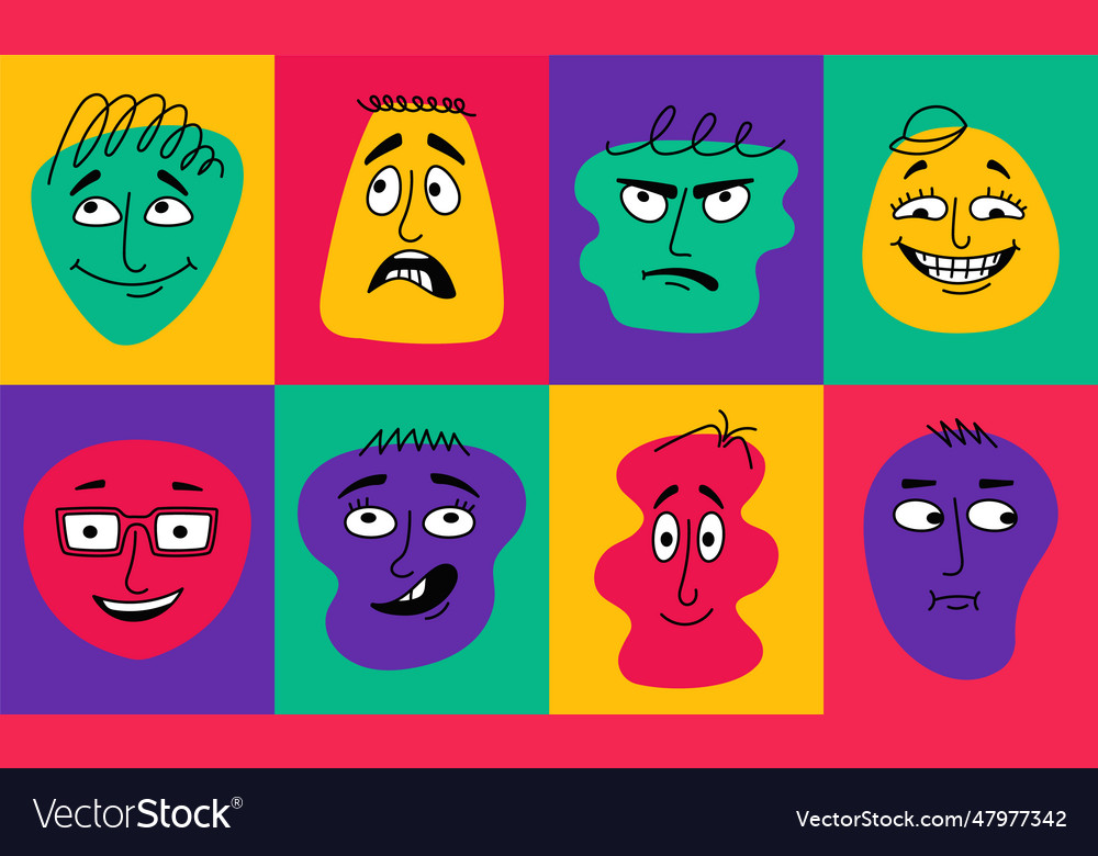 Abstract Faces With Emotions Set Royalty Free Vector Image