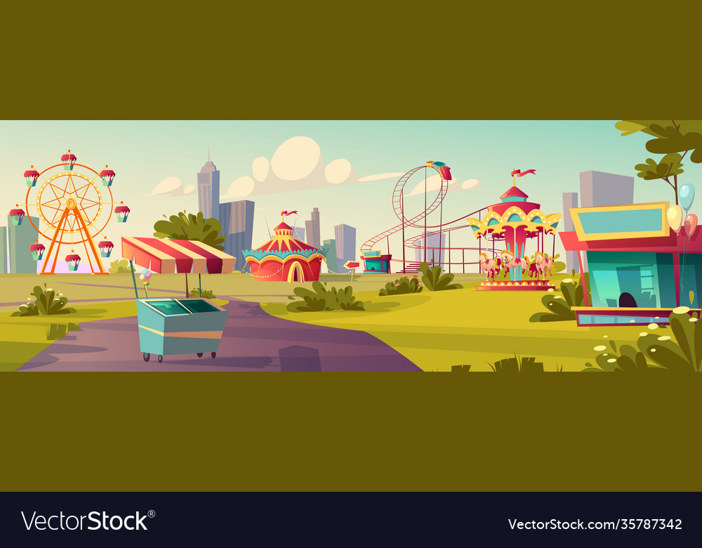 Amusement park carnival or festive fair cartoon Vector Image