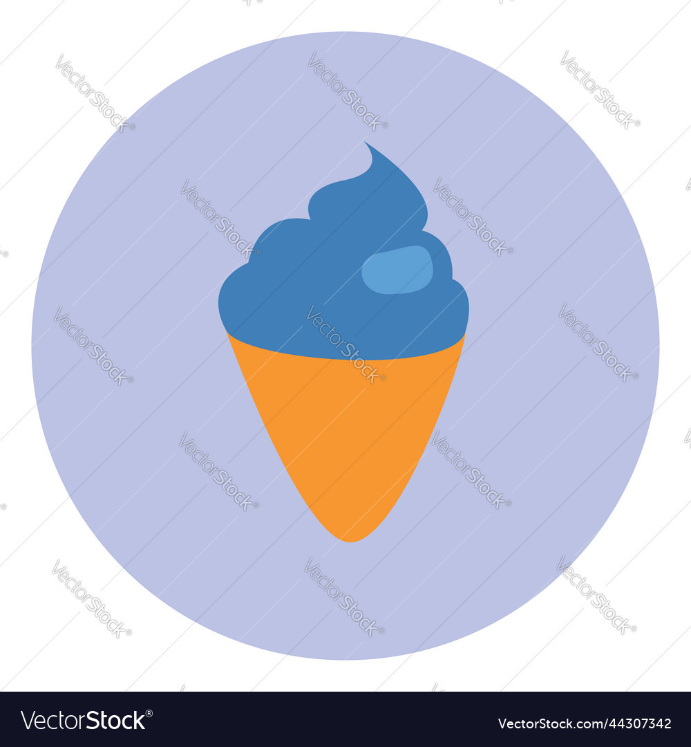 Blue ice cream in cone on a white background