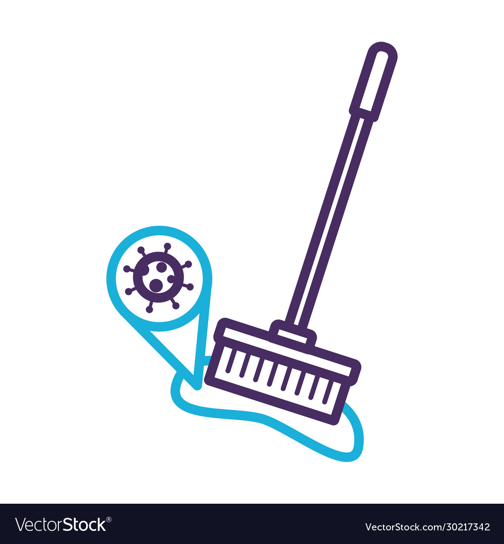 Brush tool clean with covid19 particle line style Vector Image Brush tool clean with covid19 particle line style