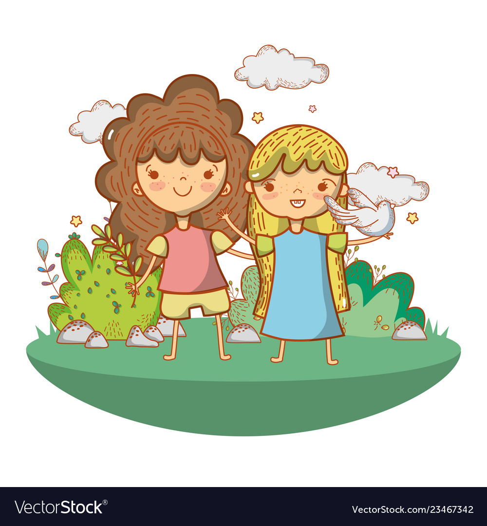 Cute girls cartoon Royalty Free Vector Image - VectorStock