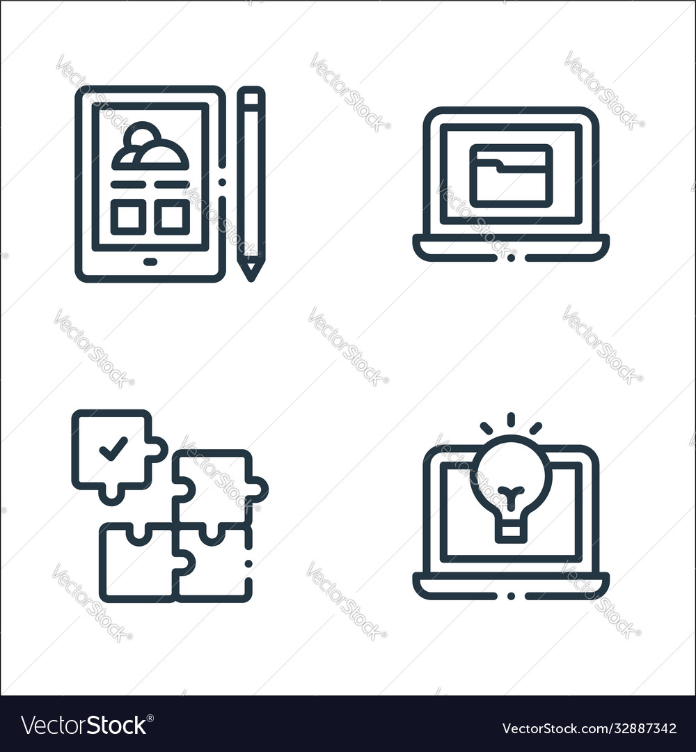 Design thinking line icons linear set quality vector image Design thinking line icons linear set quality