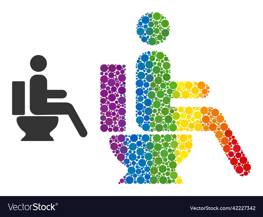 Dotted toilet sitting person collage icon