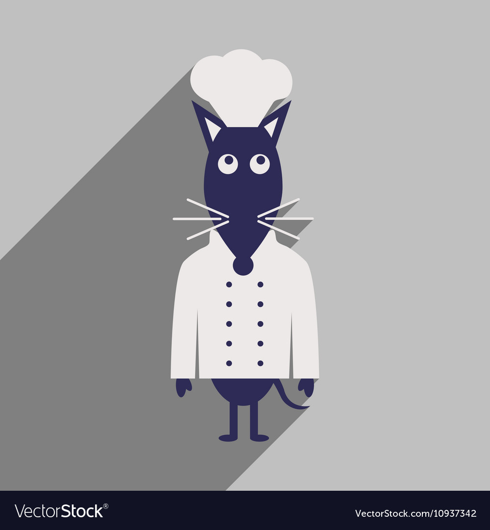 Flat icon with long shadow mouse chef