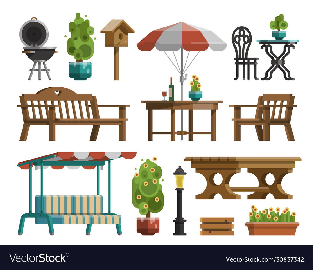 Garden design furniture Royalty Free Vector Image