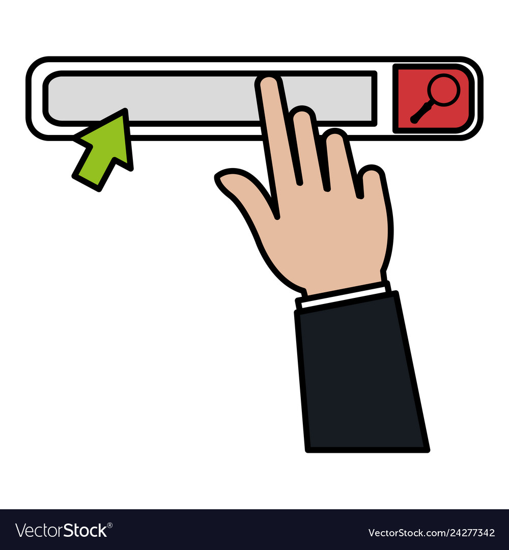 Hand with search bar browser interface Vector Image Hand with search bar browser interface