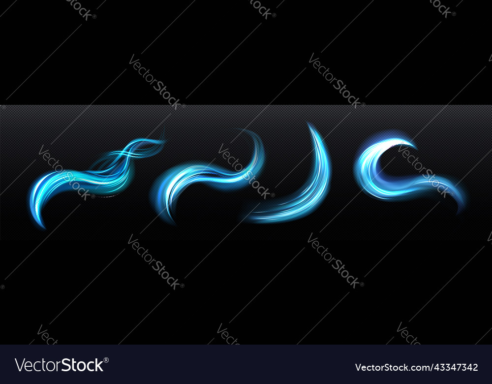 Neon magic swirl wind effect blue twirl light Vector Image