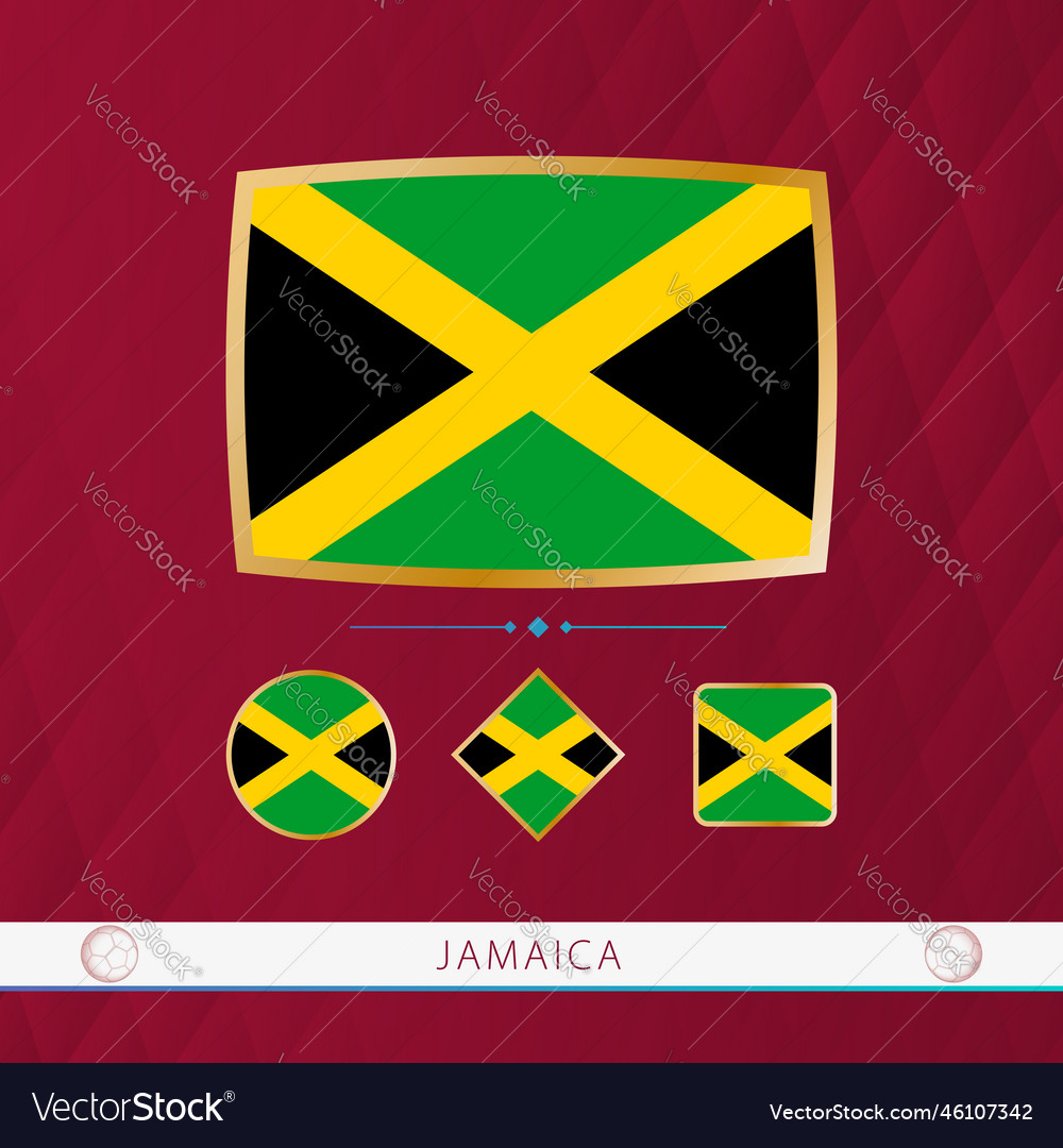 Set von Jamaica-Flags mit Goldrahmen für den Einsatz