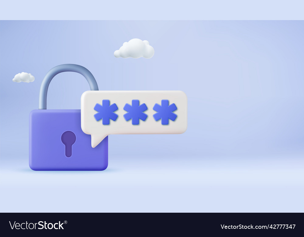 3d lock and password field vector image 3d lock and password field