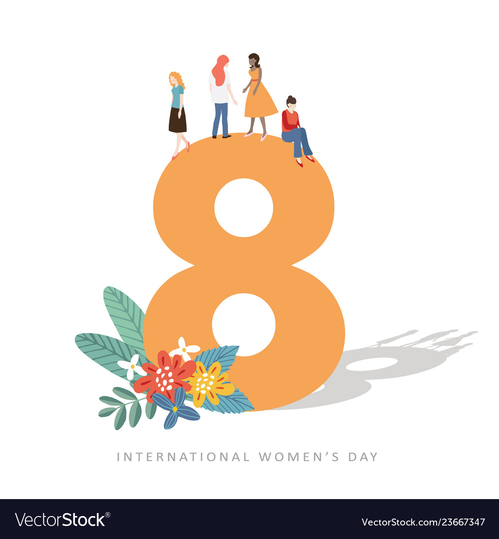 8th March International Women S Day Greeting Card Vector Image 6411