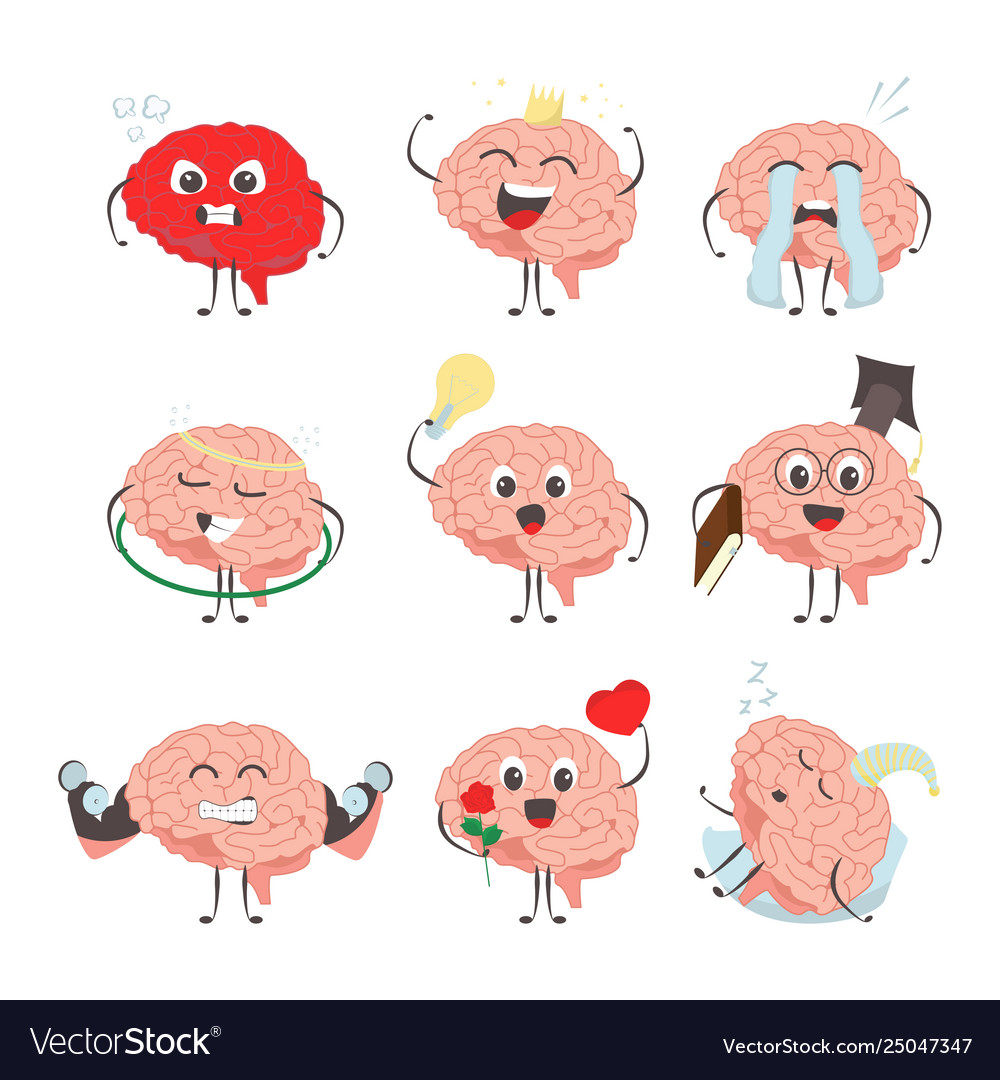 Brain characters making sport exercises and Vector Image