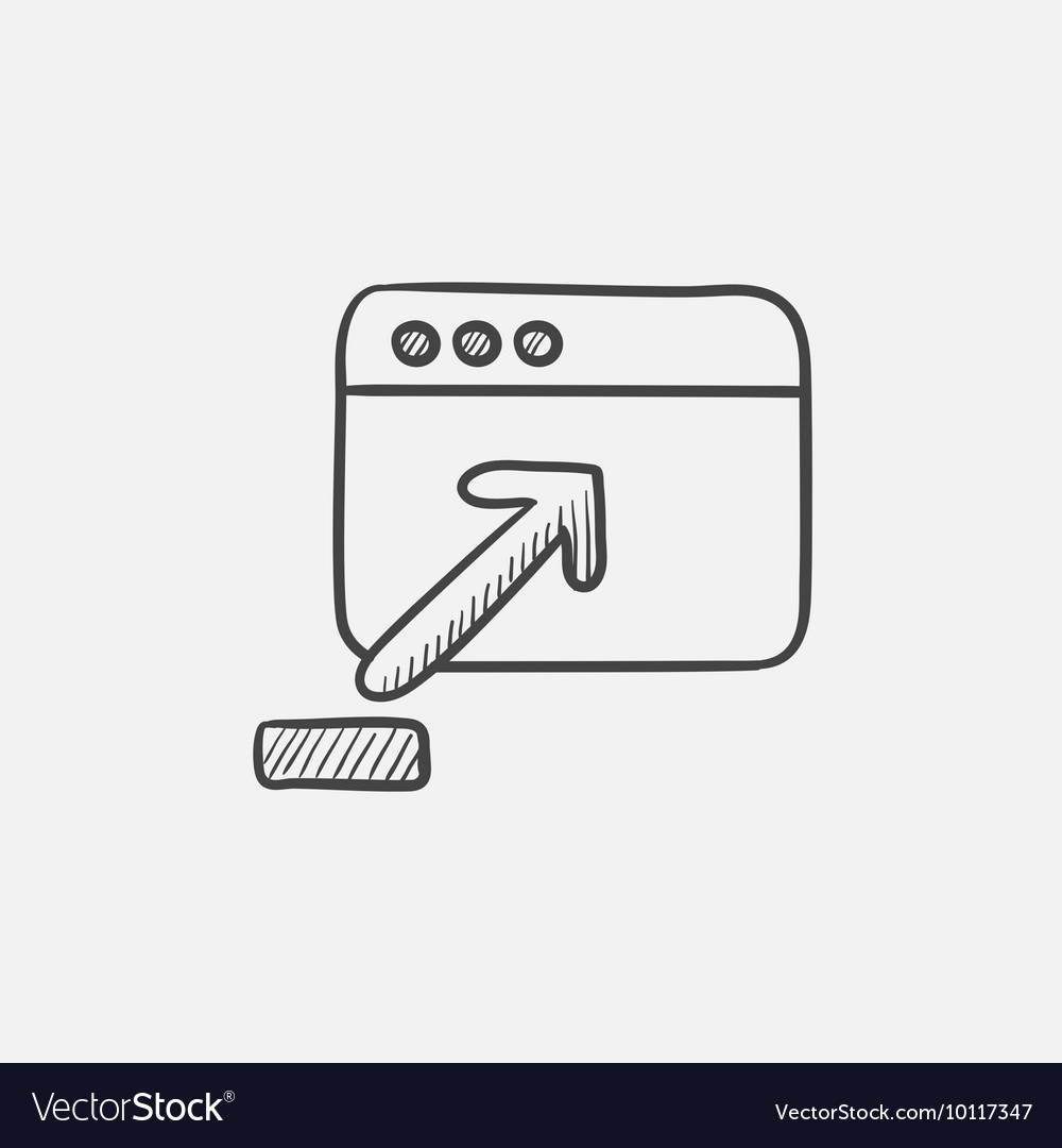 Browser window with upload sign sketch icon