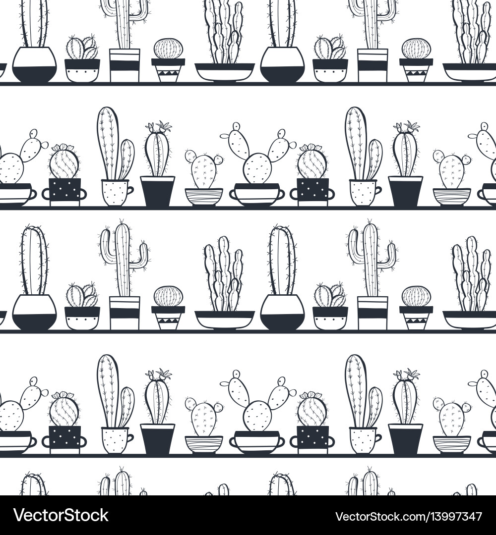Cactus seamless pattern Royalty Free Vector Image