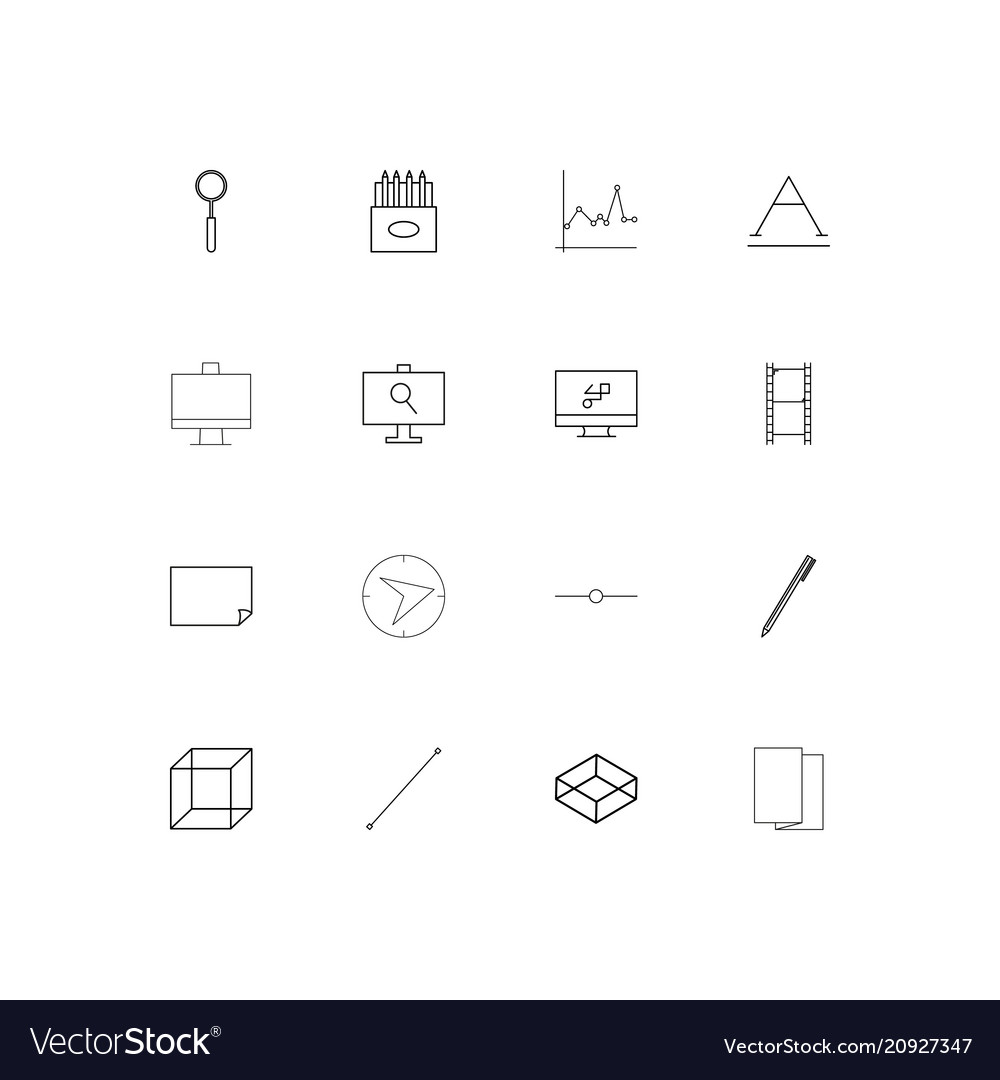 Creative process and design linear thin icons set