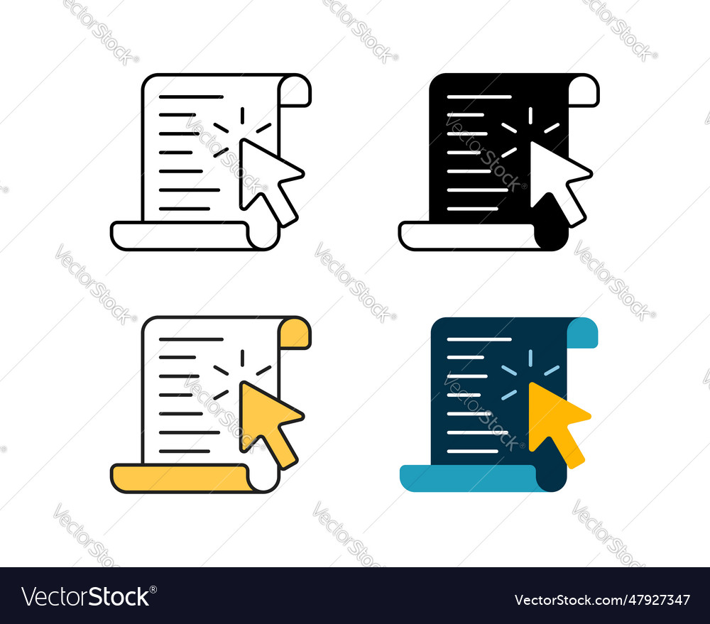 Document and cursor icon design in 4 style line
