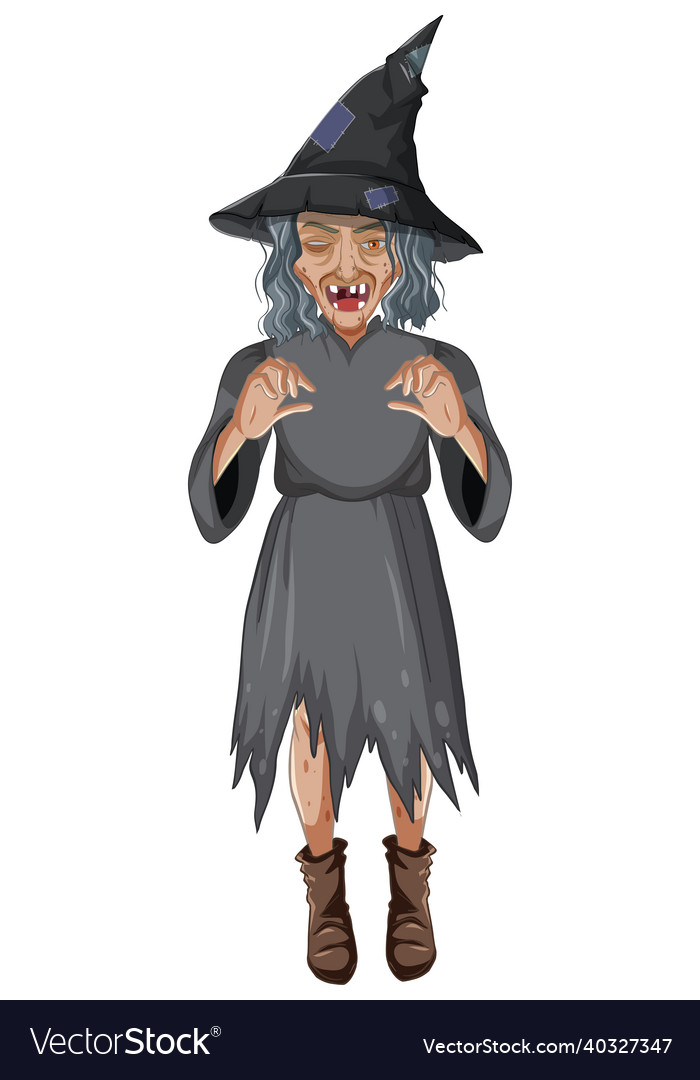 Green old witch character on white background Vector Image