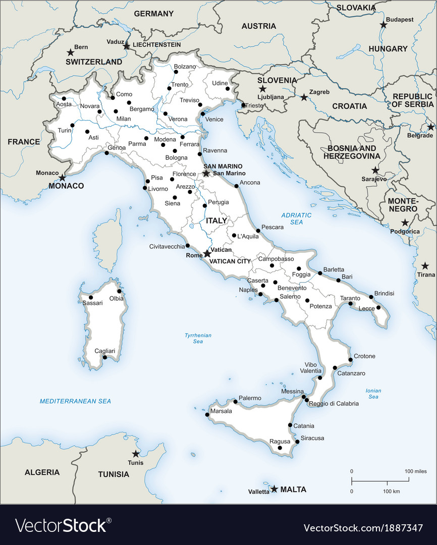 Italy - Political Map print by Editors Choice