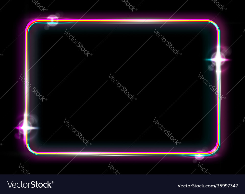 Neon frame background colorful shiny border Vector Image